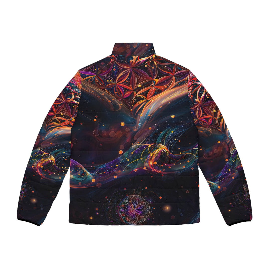 Cosmic Floral Whirls - Puffer Jacket - All Over Prints - g(0D·IO) - S - Black zipper -