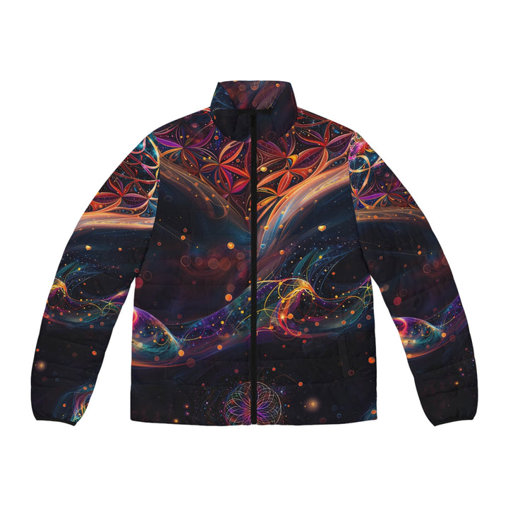 Cosmic Floral Whirls - Puffer Jacket - All Over Prints - g(0D·IO) - S - Black zipper -