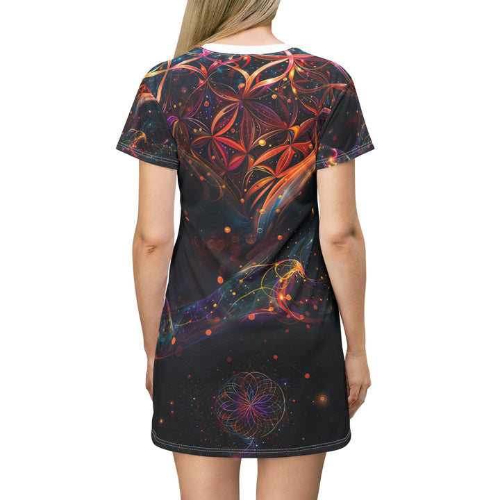 Cosmic Floral Whirls - T-Shirt Dress - All Over Prints - g(0D·IO) - XS - -