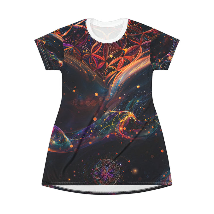 Cosmic Floral Whirls - T-Shirt Dress - All Over Prints - g(0D·IO) - XS - -