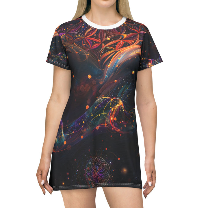 Cosmic Floral Whirls - T-Shirt Dress - All Over Prints - g(0D·IO) - XS - -