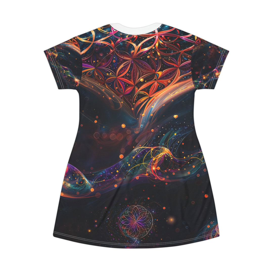 Cosmic Floral Whirls - T-Shirt Dress - All Over Prints - g(0D·IO) - XS - -