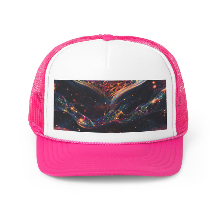 Cosmic Floral Whirls - Trucker Hat - Hats - g(0D·IO) - Pink - One size -