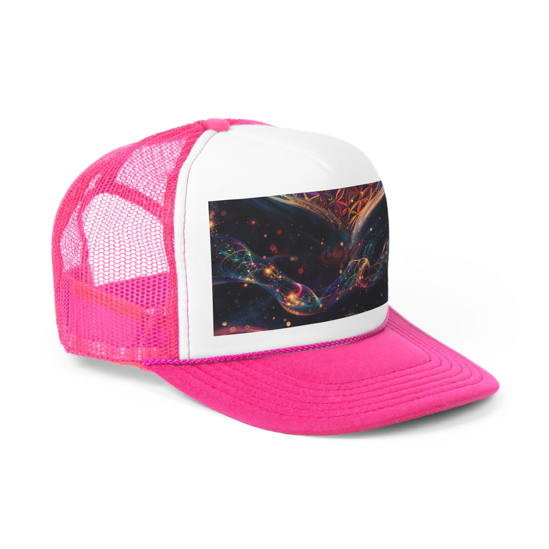 Cosmic Floral Whirls - Trucker Hat - Hats - g(0D·IO) - Pink - One size -