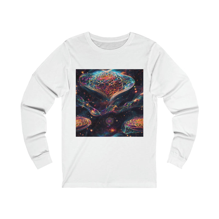 Cosmic Floral Whirls - Unisex Jersey Long Sleeve Tee - Long-sleeve - g(0D·IO) - S - White -