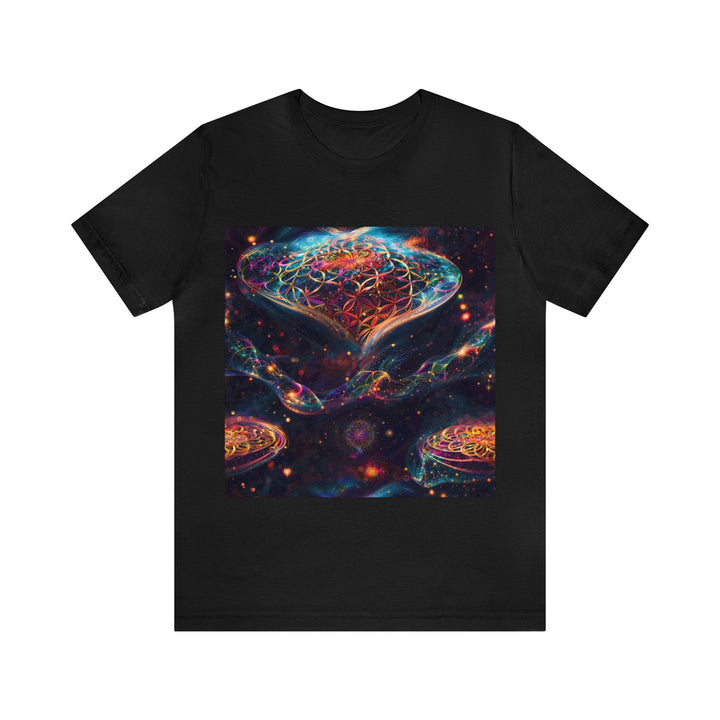 Cosmic Floral Whirls - Unisex Jersey Short Sleeve Tee - T-Shirt - g(0D·IO) - Black - S -