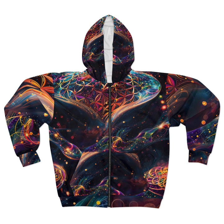 Cosmic Floral Whirls - Unisex Zip Hoodie - All Over Prints - g(0D·IO) - XS - -