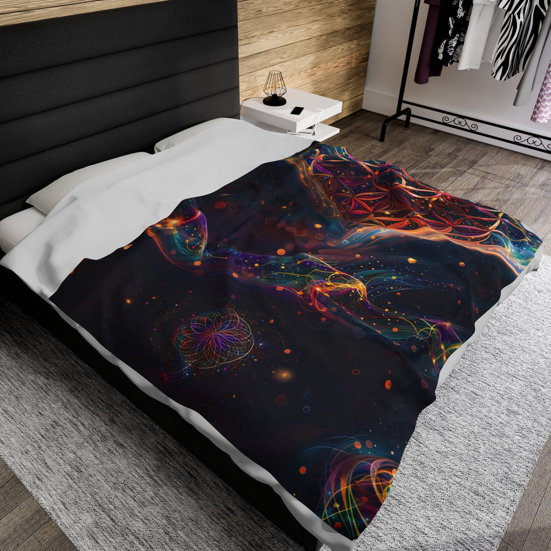 Cosmic Floral Whirls - Velveteen Plush Blanket - All Over Prints - g(0D·IO) - 30" × 40" - -