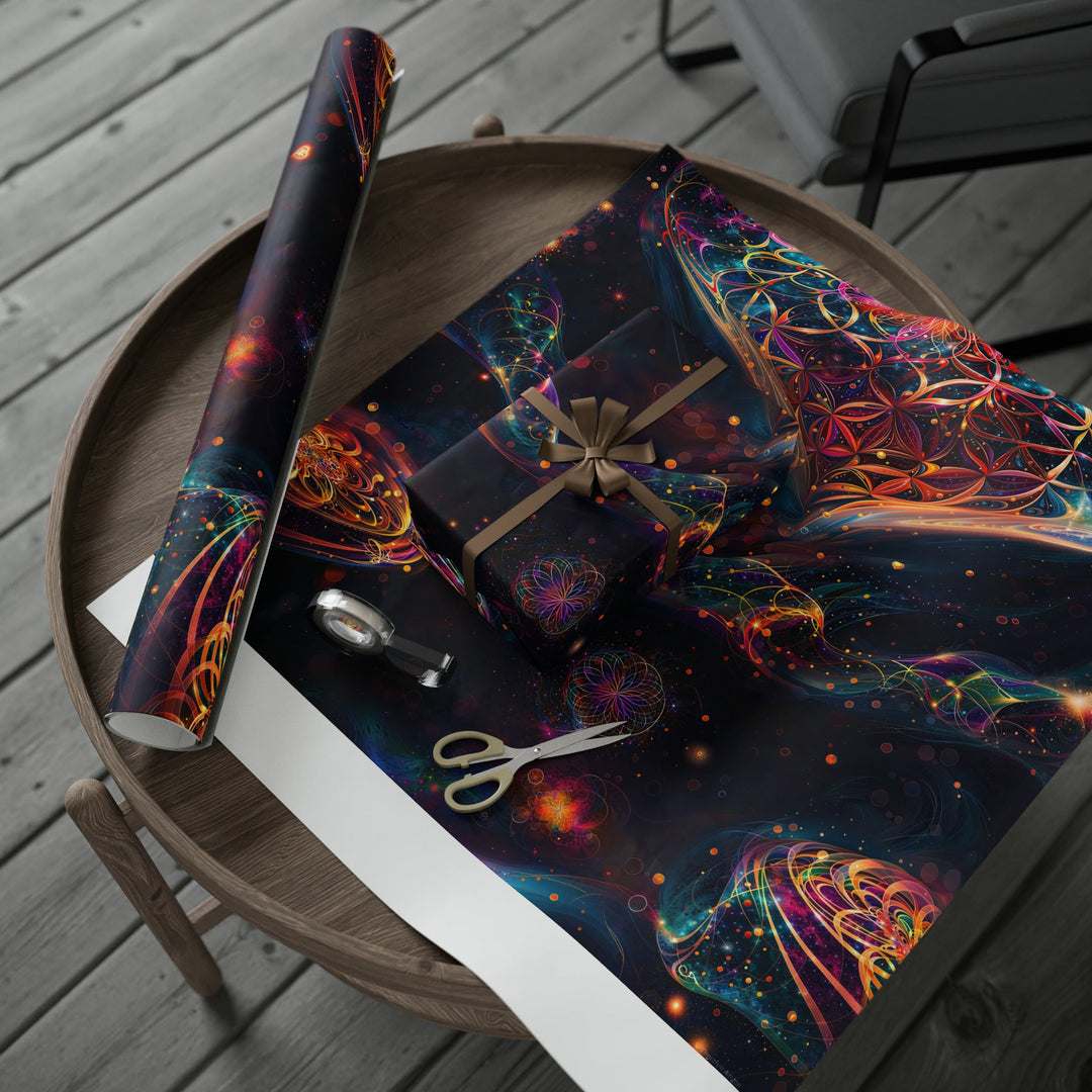 Cosmic Floral Whirls - Wrapping Paper - Home Decor - g(0D·IO) - 30'' x 72'' - Matte -