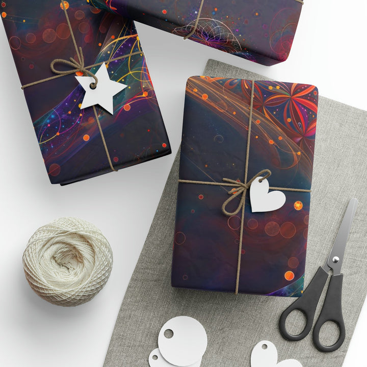 Cosmic Floral Whirls - Wrapping Paper - Home Decor - g(0D·IO) - 30'' x 72'' - Matte -