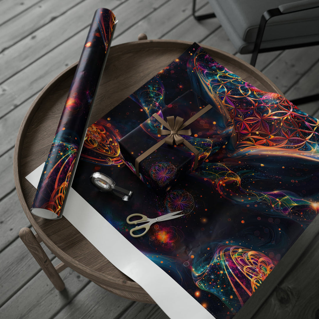 Cosmic Floral Whirls - Wrapping Paper - Home Decor - g(0D·IO) - 30'' x 72'' - Matte -