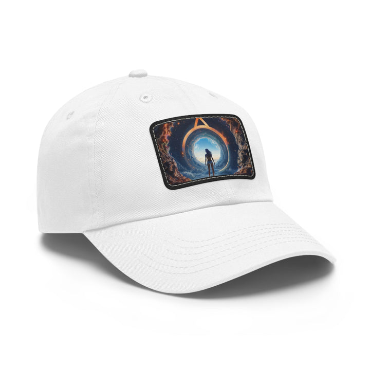 Cosmic Gateway Odyssey - Dad Hat - Hats - g(0D·IO) - White / Black patch - Rectangle - One size