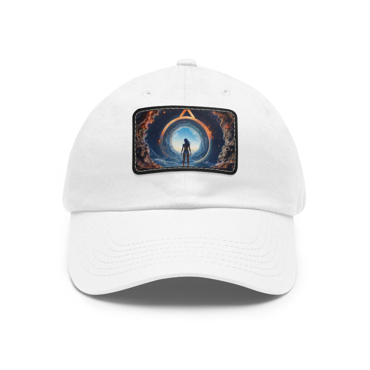 Cosmic Gateway Odyssey - Dad Hat - Hats - g(0D·IO) - White / Black patch - Rectangle - One size