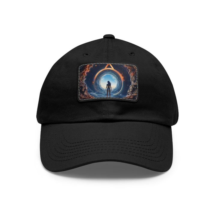 Cosmic Gateway Odyssey - Dad Hat - Hats - g(0D·IO) - Black / Black patch - Rectangle - One size