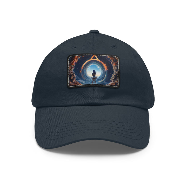 Cosmic Gateway Odyssey - Dad Hat - Hats - g(0D·IO) - Navy / Black patch - Rectangle - One size