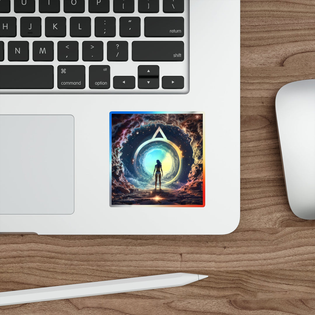 Cosmic Gateway Odyssey - Holographic Die-Cut Sticker - Paper products - g(0D·IO) - 5" × 5" - Die-Cut - Holographic