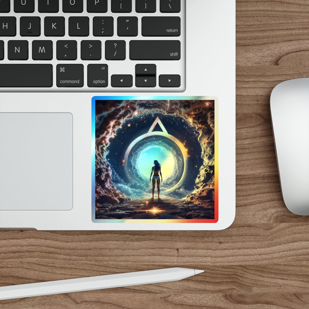 Cosmic Gateway Odyssey - Holographic Die-Cut Sticker - Paper products - g(0D·IO) - 5" × 5" - Die-Cut - Holographic