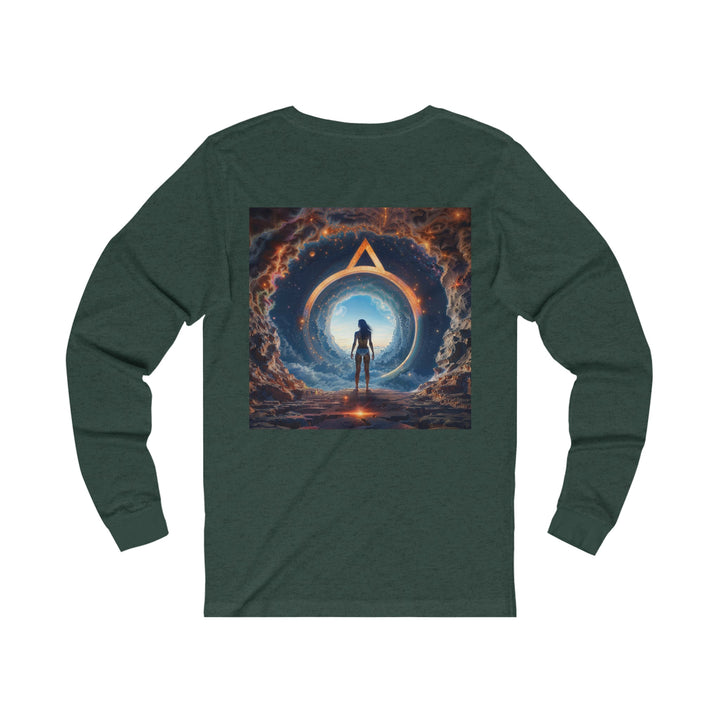 Cosmic Gateway Odyssey - Unisex Jersey Long Sleeve Tee - Long-sleeve - g(0D·IO) - S - Heather Forest -