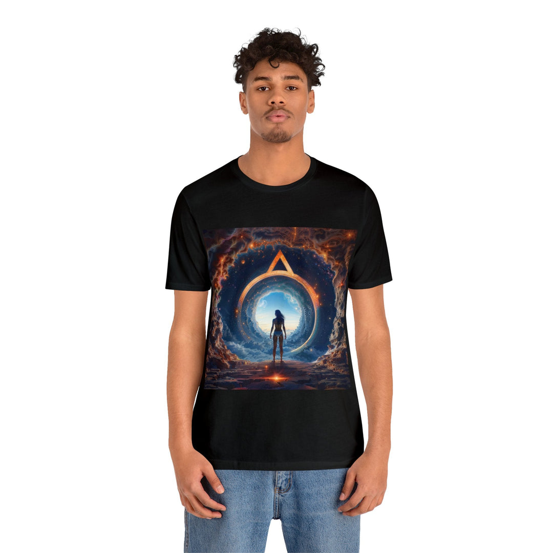 Cosmic Gateway Odyssey - Unisex Jersey Short Sleeve Tee - T-Shirt - g(0D·IO) - Black - S -