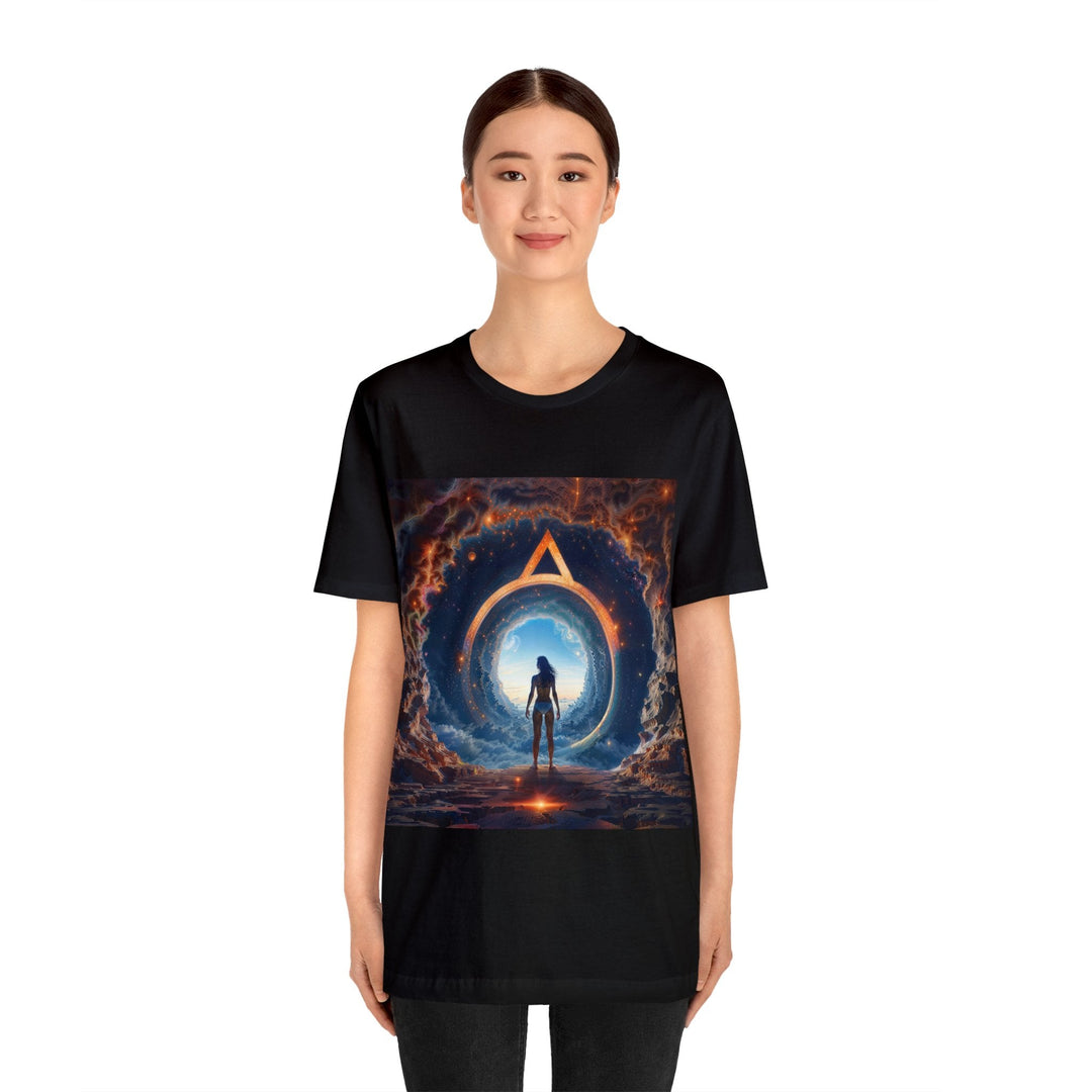 Cosmic Gateway Odyssey - Unisex Jersey Short Sleeve Tee - T-Shirt - g(0D·IO) - Black - S -