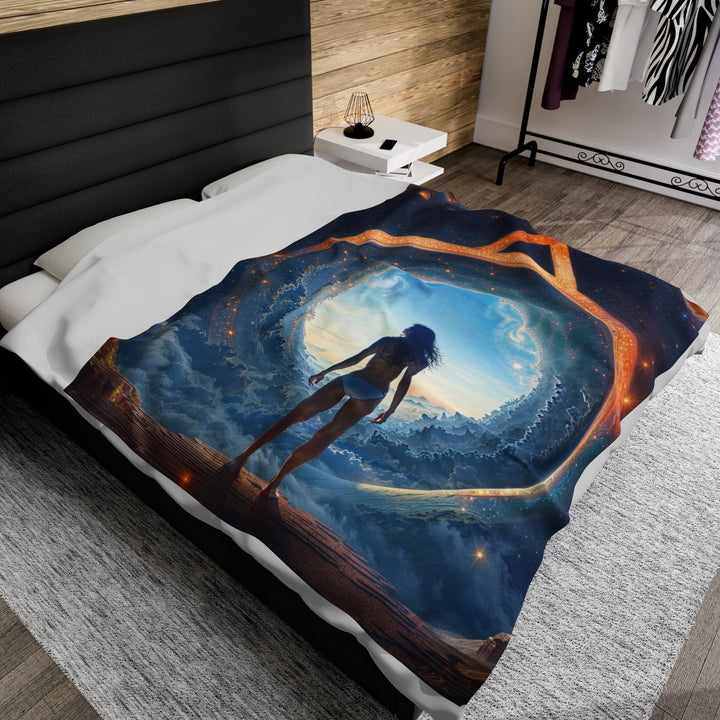 Cosmic Gateway Odyssey - Velveteen Plush Blanket - All Over Prints - g(0D·IO) - 60" × 80" - -