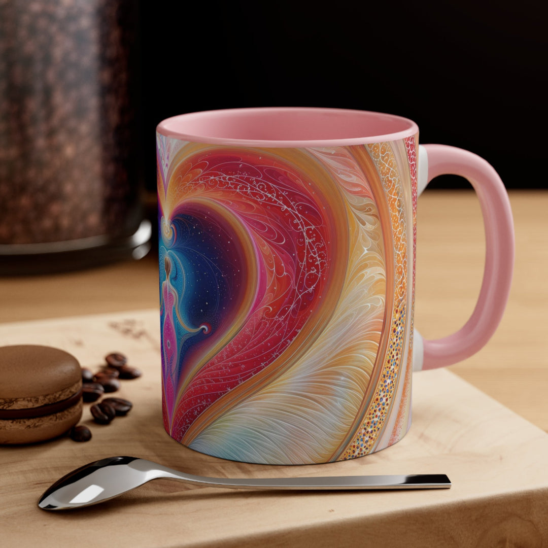 Cosmic Heart Embrace - Accent Coffee Mug - Mug - g(0D·IO) - Pink - 11oz -