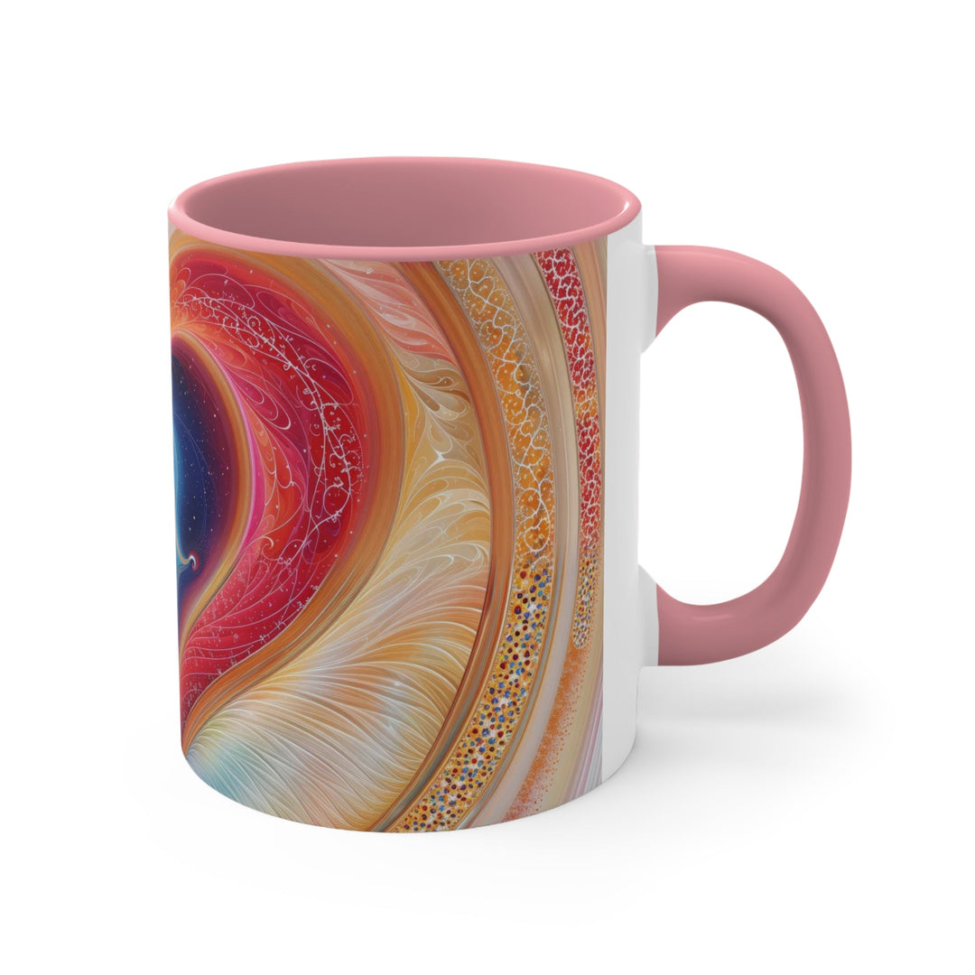 Cosmic Heart Embrace - Accent Coffee Mug - Mug - g(0D·IO) - Pink - 11oz -