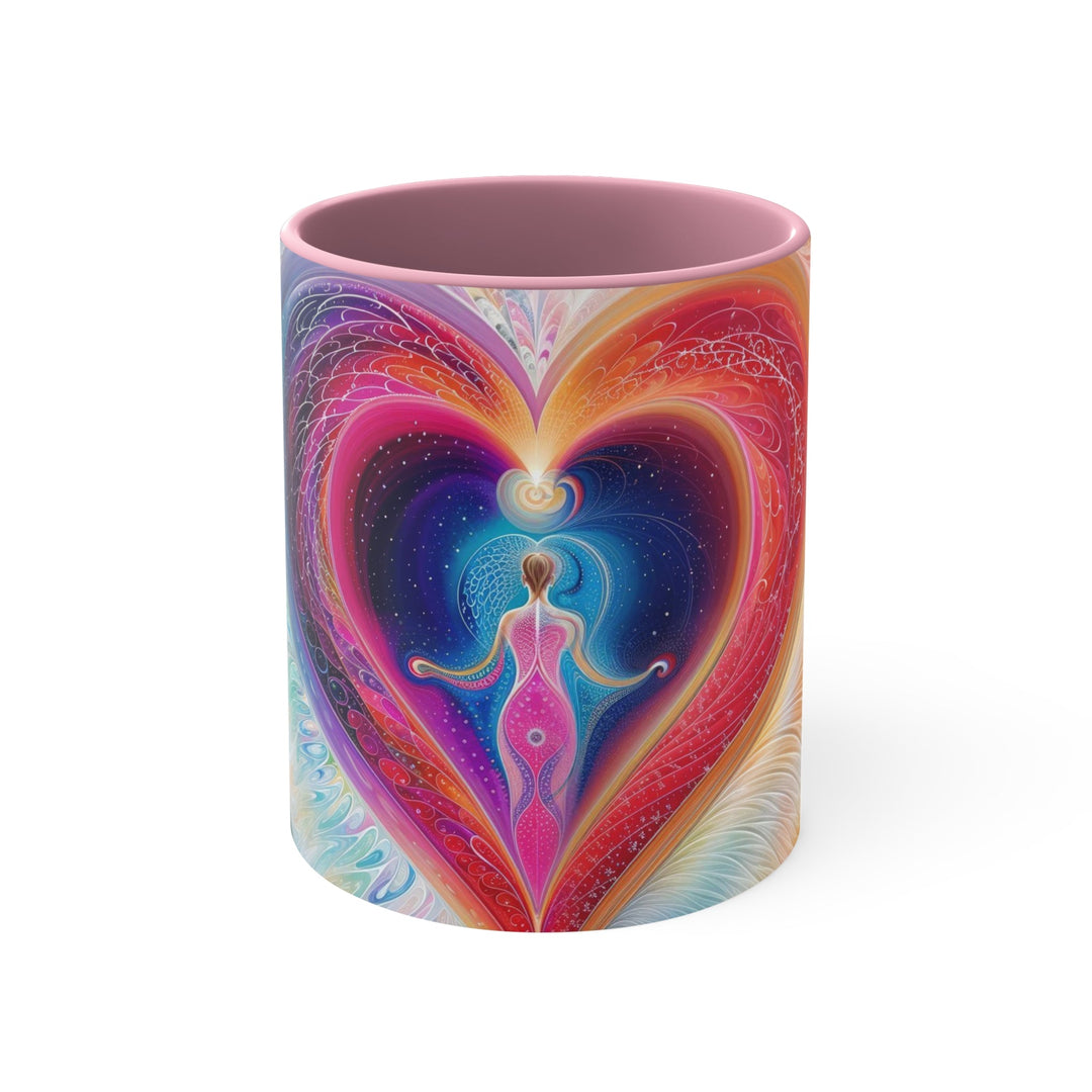 Cosmic Heart Embrace - Accent Coffee Mug - Mug - g(0D·IO) - Pink - 11oz -