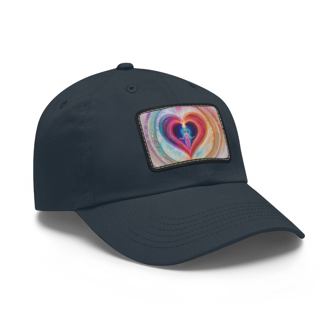 Cosmic Heart Embrace - Dad Hat - Hats - g(0D·IO) - White / Black patch - Rectangle - One size