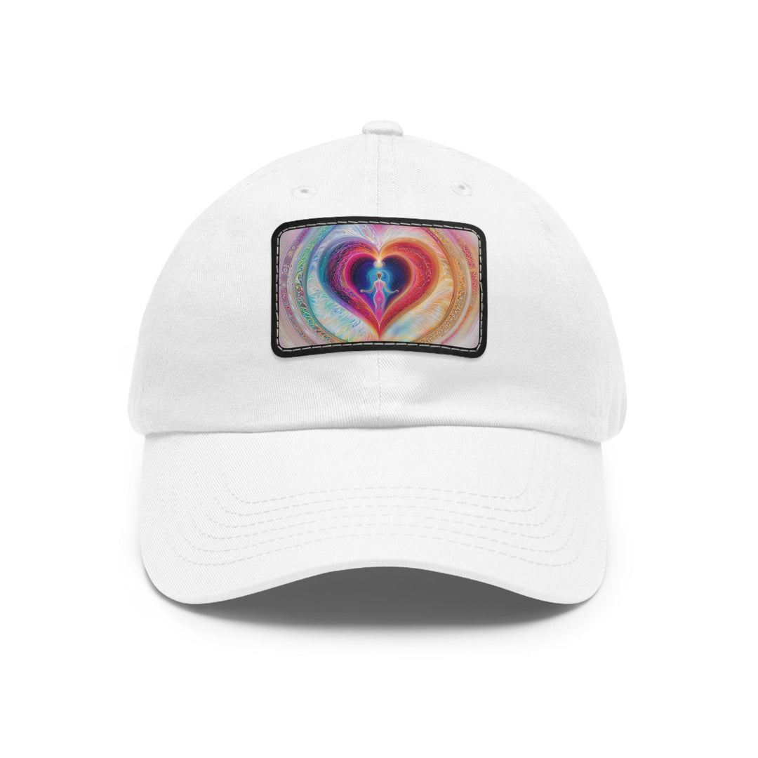 Cosmic Heart Embrace - Dad Hat - Hats - g(0D·IO) - White / Black patch - Rectangle - One size