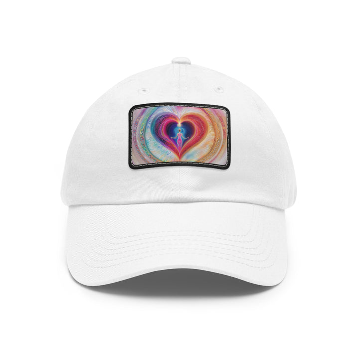 Cosmic Heart Embrace - Dad Hat - Hats - g(0D·IO) - White / Black patch - Rectangle - One size