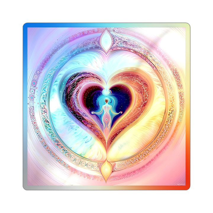 Cosmic Heart Embrace - Holographic Die-Cut Sticker - Paper products - g(0D·IO) - 4" × 4" - Die-Cut - Holographic