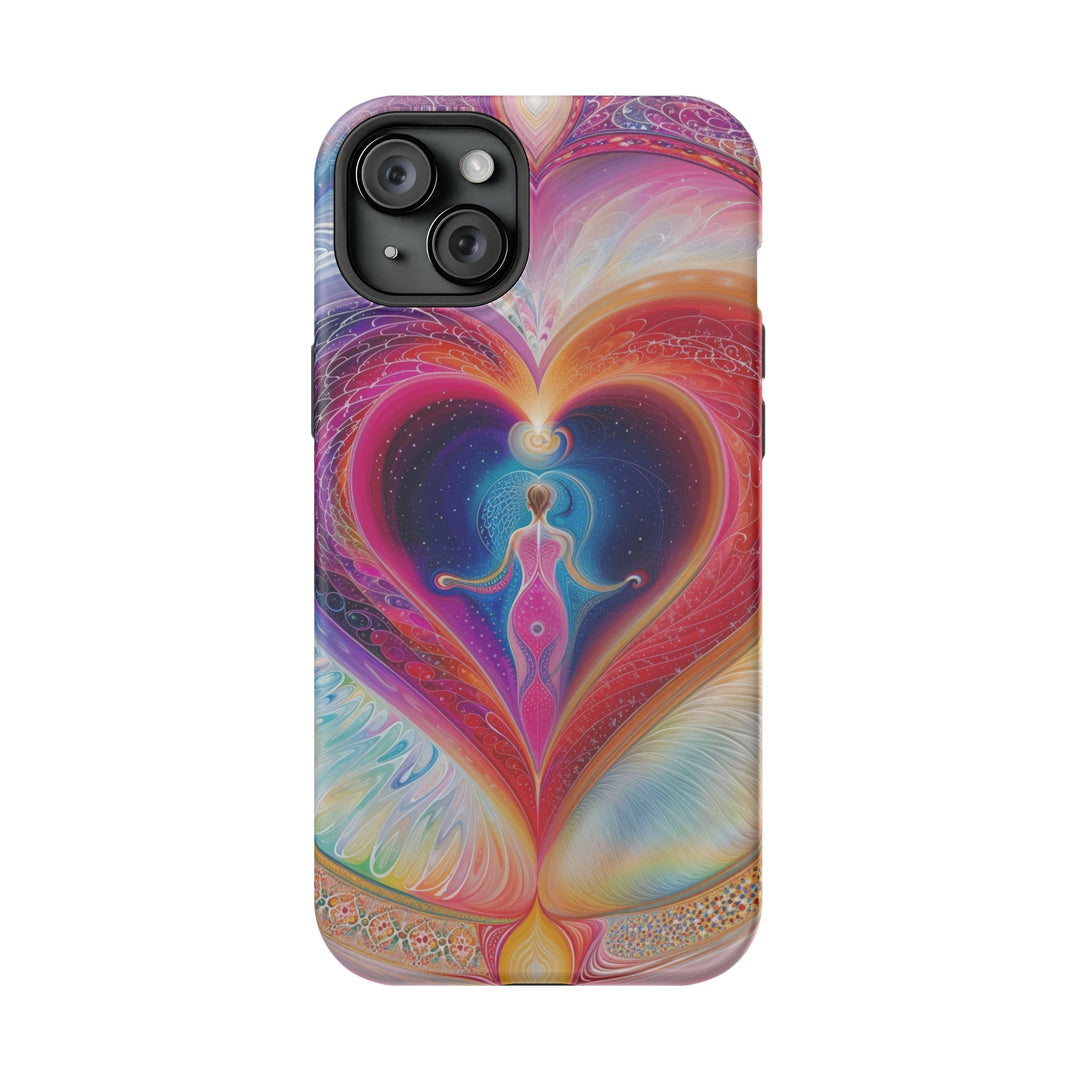 Cosmic Heart Embrace - MagSafe Tough Case - Phone Case - g(0D·IO) - iPhone 15 Plus - Matte -