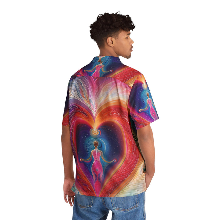 Cosmic Heart Embrace - Men's Hawaiian Shirt - All Over Prints - g(0D·IO) - S - Black -