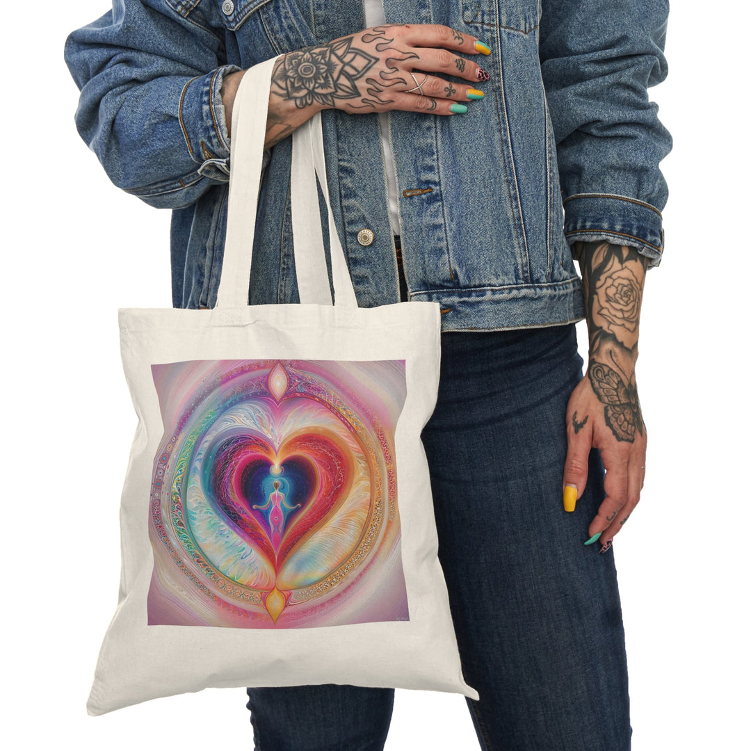 Cosmic Heart Embrace - Natural Tote Bag - Bags - g(0D·IO) - 15" x 16" - Natural -