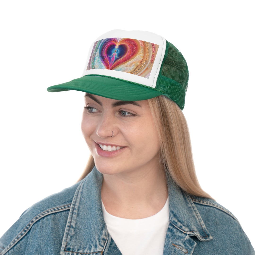 Cosmic Heart Embrace - Trucker Hat - Hats - g(0D·IO) - Pink - One size -