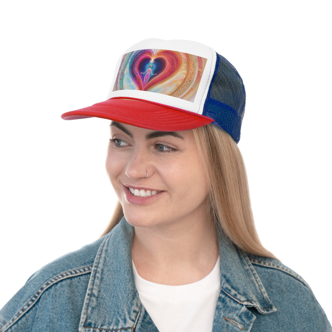 Cosmic Heart Embrace - Trucker Hat - Hats - g(0D·IO) - Pink - One size -