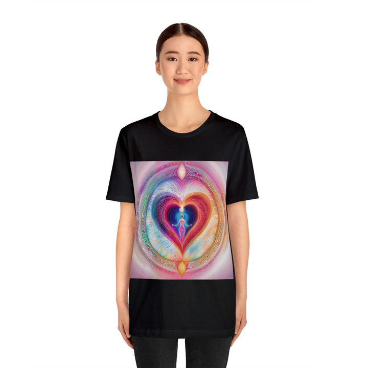 Cosmic Heart Embrace - Unisex Jersey Short Sleeve Tee - T-Shirt - g(0D·IO) - Black - S -