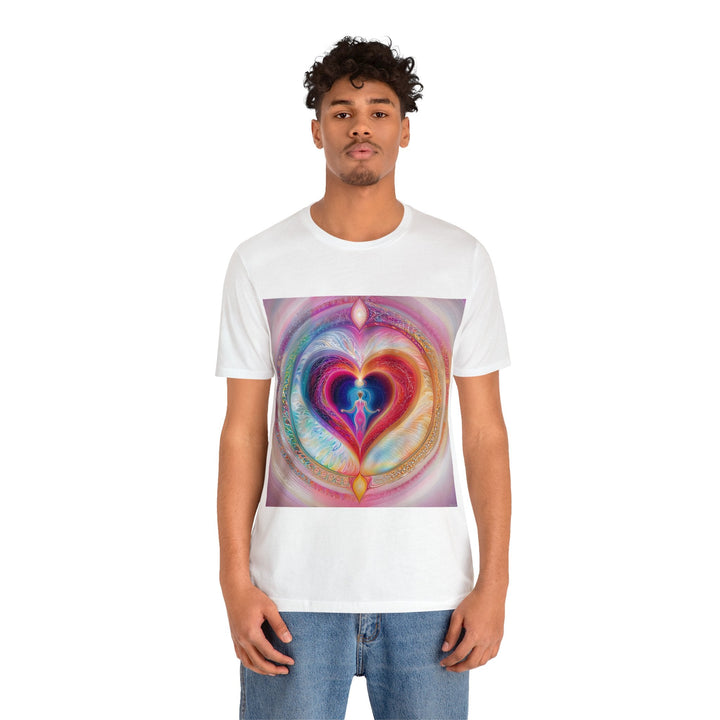 Cosmic Heart Embrace - Unisex Jersey Short Sleeve Tee - T-Shirt - g(0D·IO) - Black - S -