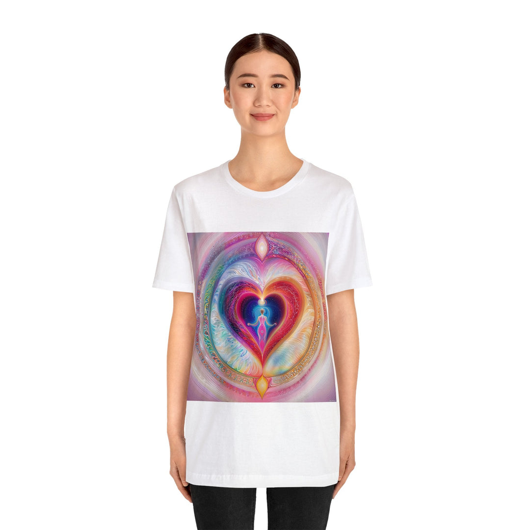 Cosmic Heart Embrace - Unisex Jersey Short Sleeve Tee - T-Shirt - g(0D·IO) - Black - S -