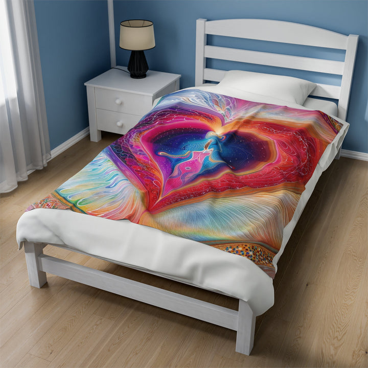 Cosmic Heart Embrace - Velveteen Plush Blanket - All Over Prints - g(0D·IO) - 30" × 40" - -