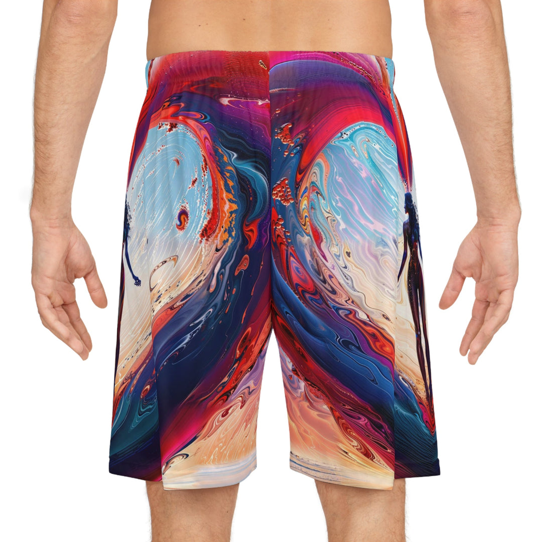 Cosmic Heart Emergence - AOP Basketball Shorts - All Over Prints - g(0D·IO) - Seam thread color automatically matched to design - XS -