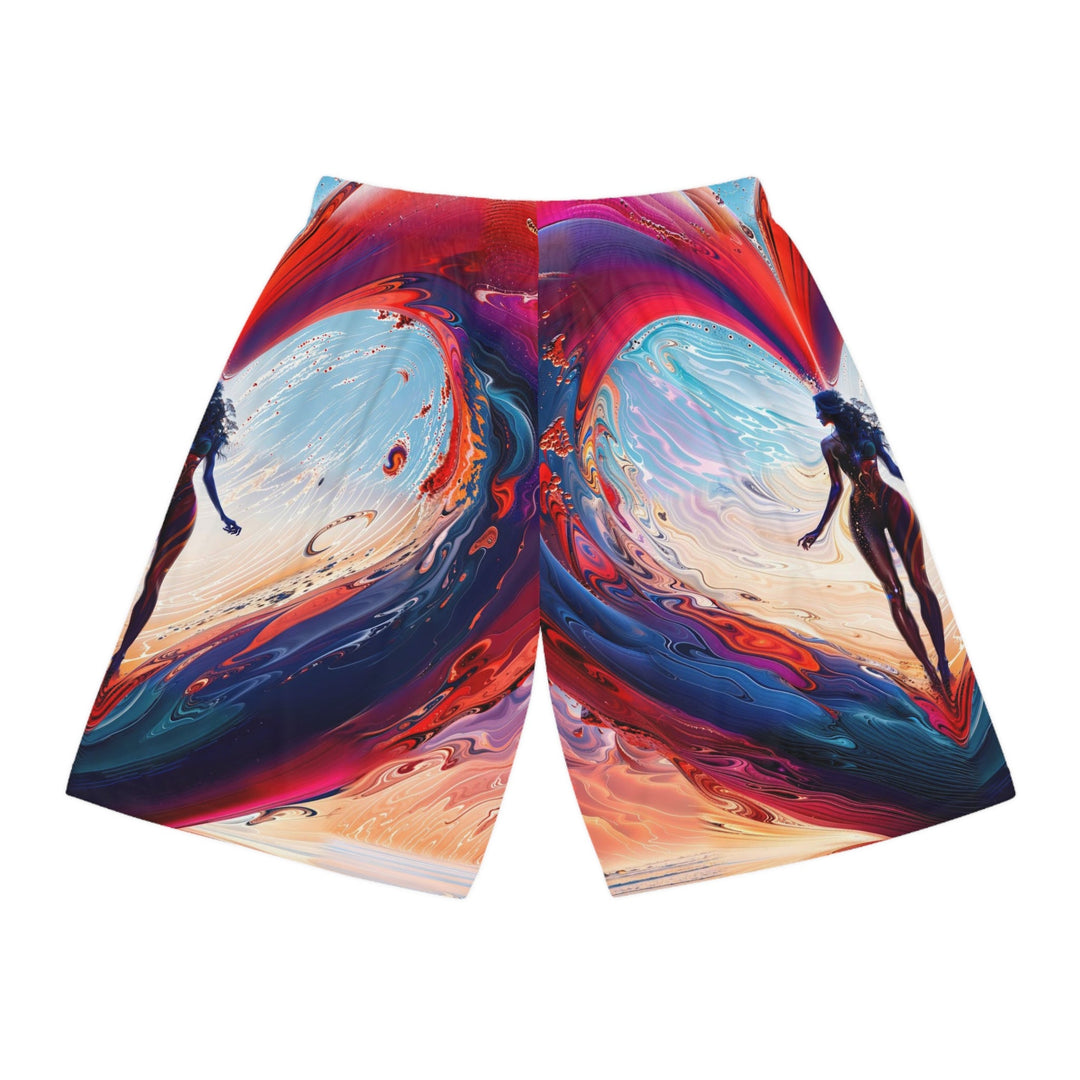 Cosmic Heart Emergence - AOP Basketball Shorts - All Over Prints - g(0D·IO) - Seam thread color automatically matched to design - XS -