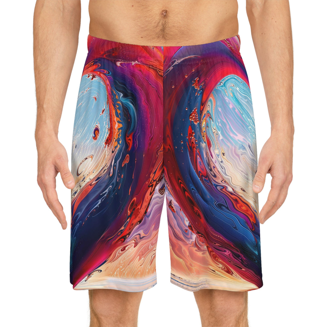 Cosmic Heart Emergence - AOP Basketball Shorts - All Over Prints - g(0D·IO) - Seam thread color automatically matched to design - XS -