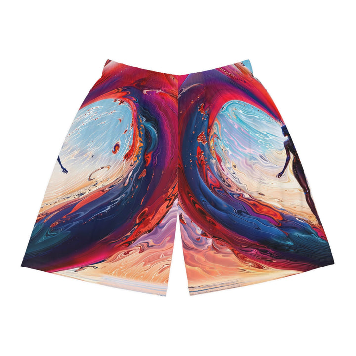 Cosmic Heart Emergence - AOP Basketball Shorts - All Over Prints - g(0D·IO) - Seam thread color automatically matched to design - XS -