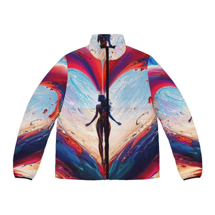 Cosmic Heart Emergence - Puffer Jacket - All Over Prints - g(0D·IO) - S - Black zipper -