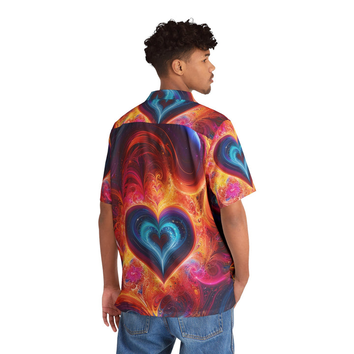 Cosmic Heart Nebula - Men's Hawaiian Shirt - All Over Prints - g(0D·IO) - S - Black -