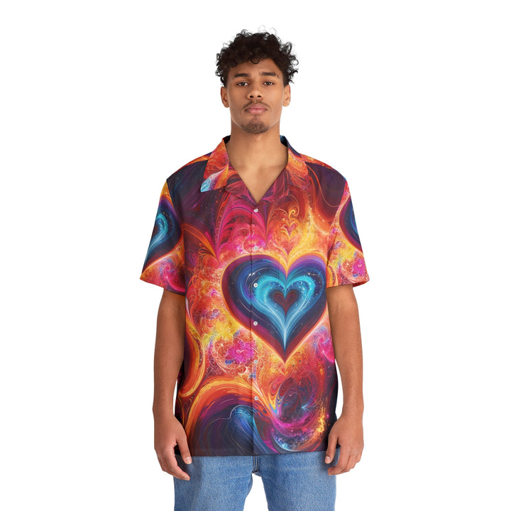 Cosmic Heart Nebula - Men's Hawaiian Shirt - All Over Prints - g(0D·IO) - S - Black -