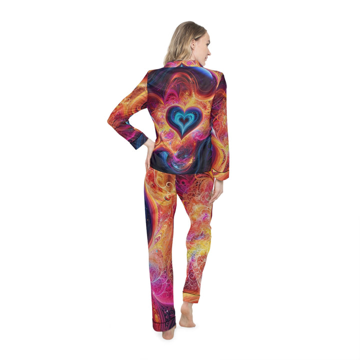 Cosmic Heart Nebula - Women's Satin Pajamas - All Over Prints - g(0D·IO) - XS/S - Black -