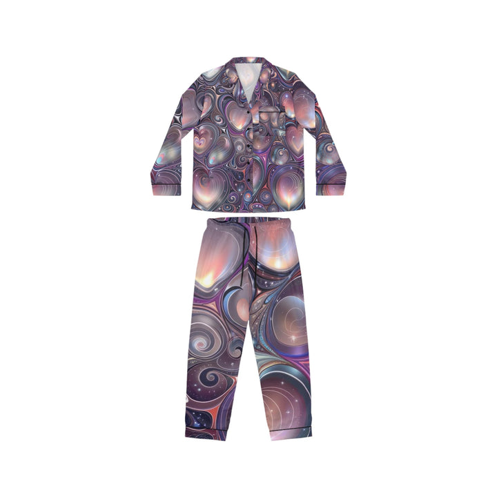 Cosmic Heart Tapestry - Women's Satin Pajamas - All Over Prints - g(0D·IO) - XS/S - Black -